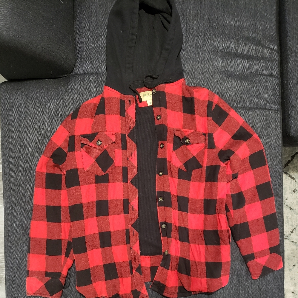 Flannel button-up coat